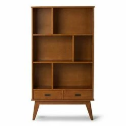 Tierney Solid Hardwood Mid Century Wide Bookcase and Storage Unit - Wyndenhall Teak -Bookshelves Sales Shop unnamed file 3663