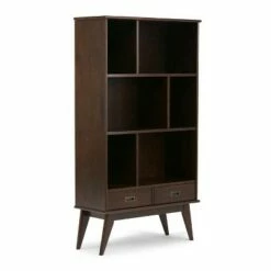 Tierney Solid Hardwood Mid Century Wide Bookcase and Storage Unit - Wyndenhall Teak -Bookshelves Sales Shop unnamed file 3666