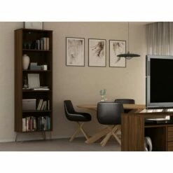 Rockefeller 5 Shelf Bookcase - Manhattan Comfort Brown