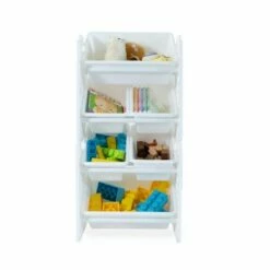 UNiPLAY Toy Organizer With 6 Removable Storage Bins and Block Play Panel, Multi-Size Bin Organizer