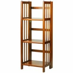 Casual Home 331-35 3 Shelf 14 Inch Folding Office Wood Decorative Furniture Bookcase, Honey Oak (2 Pack)