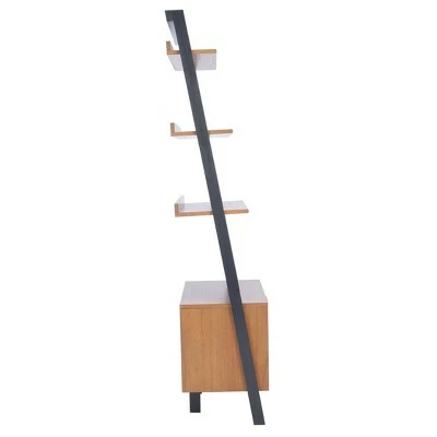 71.96" Lavina 3 Shelves and 1 Door Etagere Natural/Charcoal - Safavieh 6 71.96" Lavina 3 Shelves and 1 Door Etagere Natural/Charcoal - Safavieh - Image 4