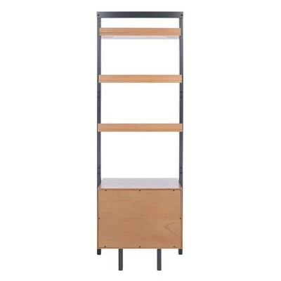 71.96" Lavina 3 Shelves and 1 Door Etagere Natural/Charcoal - Safavieh 7 71.96" Lavina 3 Shelves and 1 Door Etagere Natural/Charcoal - Safavieh - Image 5