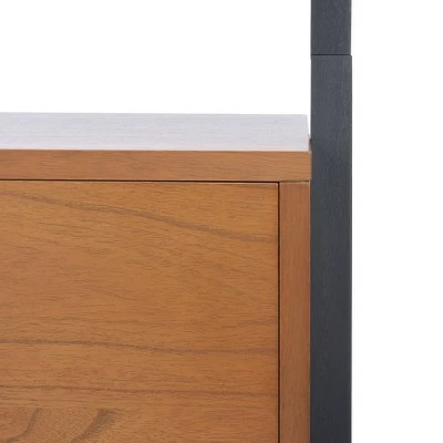 71.96" Lavina 3 Shelves and 1 Door Etagere Natural/Charcoal - Safavieh 10 71.96" Lavina 3 Shelves and 1 Door Etagere Natural/Charcoal - Safavieh - Image 8