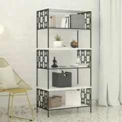 Ella 5 Shelf Bookcase - CosmoLiving by Cosmopolitan Black/white