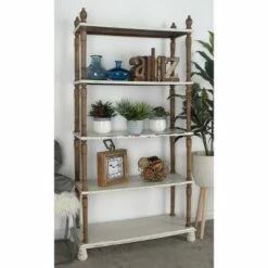 Olivia & May Farmhouse Wood Rectangle Shelving Unit White - Olivia & May