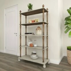 Olivia & May Farmhouse Wood Rectangle Shelving Unit White - Olivia & May -Bookshelves Sales Shop unnamed file 3866