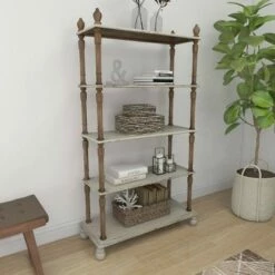Olivia & May Farmhouse Wood Rectangle Shelving Unit White - Olivia & May -Bookshelves Sales Shop unnamed file 3869