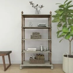 Olivia & May Farmhouse Wood Rectangle Shelving Unit White - Olivia & May -Bookshelves Sales Shop unnamed file 3876