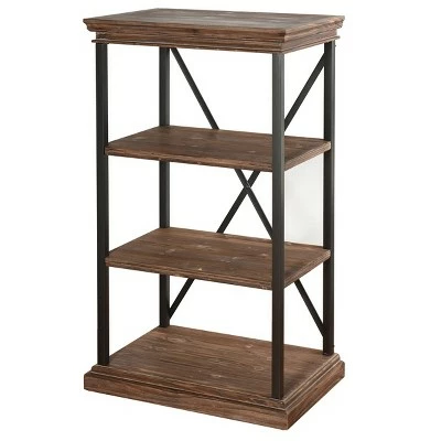 43.8" Archer Ridge Four Tier Bookshelf Brown/Black - Stylecraft 4 43.8" Archer Ridge Four Tier Bookshelf Brown/Black - Stylecraft - Image 2