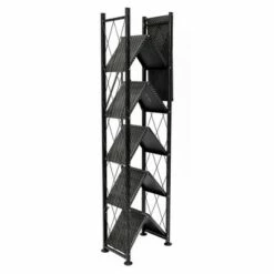 Origami 6 Tier Classic Stamped Steel Bookcase Organizer Storage Rack, Black -Bookshelves Sales Shop unnamed file 389