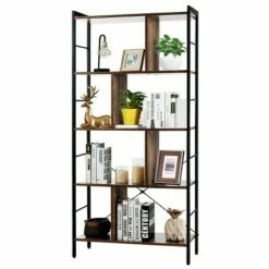 Costway 4-Tier Bookcase Industrial Bookshelf Floor Standing Storage Rack