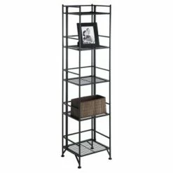 57.75" 5 Tier Folding Metal Shelf Black - Breighton Home