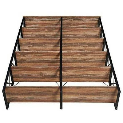 80.7" Bristol 6 Shelf Industrial Vintage Metal and Wood Bookcases Vintage Brown - Kinwell 4 80.7" Bristol 6 Shelf Industrial Vintage Metal and Wood Bookcases Vintage Brown - Kinwell - Image 2