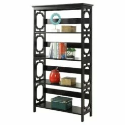Breighton Home Omega 5 Tier Bookcase 59.75" - Convenience Concepts® Black