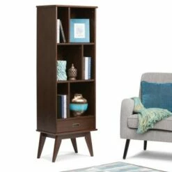 Tierney Solid Hardwood Mid Century Bookcase and Storage Unit - WyndenHall Teak