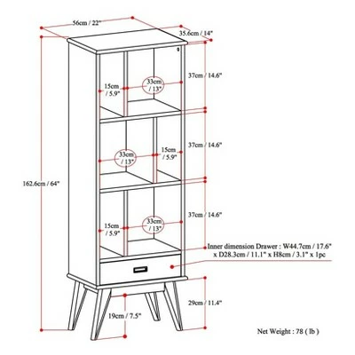 Tierney Solid Hardwood Mid Century Bookcase and Storage Unit - WyndenHall Teak 10 Tierney Solid Hardwood Mid Century Bookcase and Storage Unit - WyndenHall Teak - Image 8