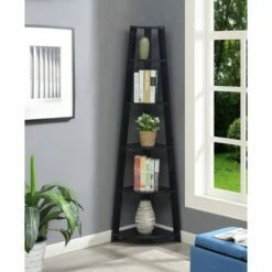 Breighton Home Newport 5 Tier Corner Bookshelf - Johar Furniture Gray