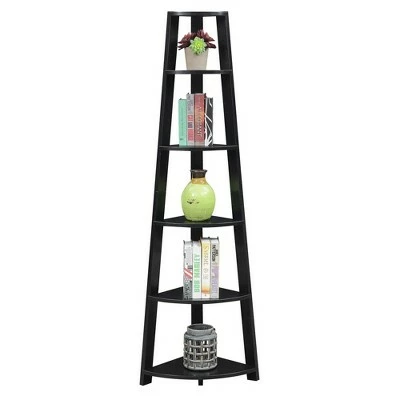 Breighton Home Newport 5 Tier Corner Bookshelf - Johar Furniture Gray 4 Breighton Home Newport 5 Tier Corner Bookshelf - Johar Furniture Gray - Image 2