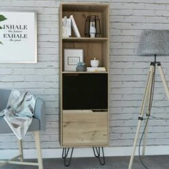 67" Aster 2 Tier Shelf Slim Bookshelf Light Wood - RST Brands