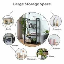 Costway 4-Tier Bookshelf Industrial Bookcase Diaplay Shelf Storage Rack Rustic BrownBlack -Bookshelves Sales Shop unnamed file 402