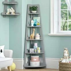 Kids' 5 Tier Corner Ladder Shelf - RiverRidge Home Gray -Bookshelves Sales Shop unnamed file 4023