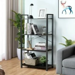 Costway 4-Tier Bookshelf Industrial Bookcase Diaplay Shelf Storage Rack Rustic BrownBlack -Bookshelves Sales Shop unnamed file 403