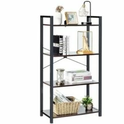 Costway 4-Tier Bookshelf Industrial Bookcase Diaplay Shelf Storage Rack Rustic BrownBlack -Bookshelves Sales Shop unnamed file 405