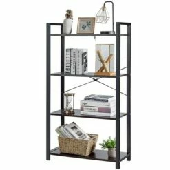 Costway 4-Tier Bookshelf Industrial Bookcase Diaplay Shelf Storage Rack Rustic BrownBlack -Bookshelves Sales Shop unnamed file 406