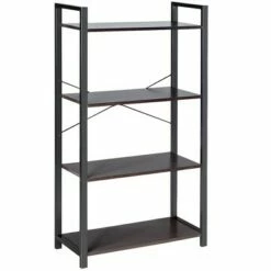 Costway 4-Tier Bookshelf Industrial Bookcase Diaplay Shelf Storage Rack Rustic BrownBlack -Bookshelves Sales Shop unnamed file 408