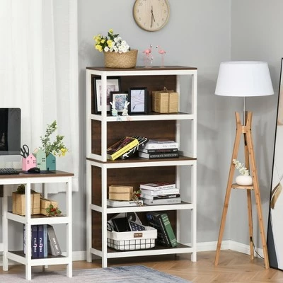 HOMCOM 4 Tier Bookshelf Utility Storage Shelf Organizer with Back Support 3 HOMCOM 4 Tier Bookshelf Utility Storage Shelf Organizer with Back Support