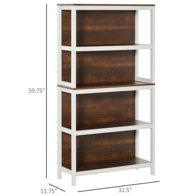 HOMCOM 4 Tier Bookshelf Utility Storage Shelf Organizer with Back Support 6 HOMCOM 4 Tier Bookshelf Utility Storage Shelf Organizer with Back Support - Image 4