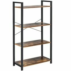 Costway 4-Tier Bookshelf Industrial Bookcase Diaplay Shelf Storage Rack Rustic BrownBlack -Bookshelves Sales Shop unnamed file 409