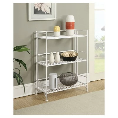 33" 3 Tier Wide Folding Metal Shelf White - Breighton Home 4 33" 3 Tier Wide Folding Metal Shelf White - Breighton Home - Image 2