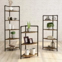 63.75" Beeme 5 Tier Corner Bookshelf Sand Black/Light Pure Copper - HOMES: Inside + Out -Bookshelves Sales Shop unnamed file 4121
