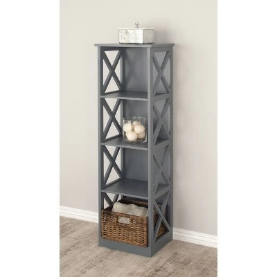 Contemporary 4 Tier Wooden Shelf - Olivia & May Gray 4 Contemporary 4 Tier Wooden Shelf - Olivia & May Gray - Image 2