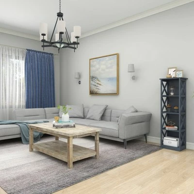 Contemporary 4 Tier Wooden Shelf - Olivia & May Gray 12 Contemporary 4 Tier Wooden Shelf - Olivia & May Gray - Image 10