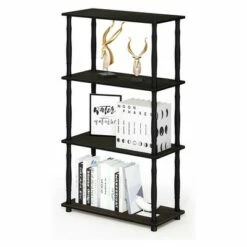 Furinno Turn-N-Tube 4 Tier Multipurpose Open Wood Display Shelf and Bookcase for Living Room, Dining Room, Bedroom, and Office Spaces, Espresso Black -Bookshelves Sales Shop unnamed file 4147