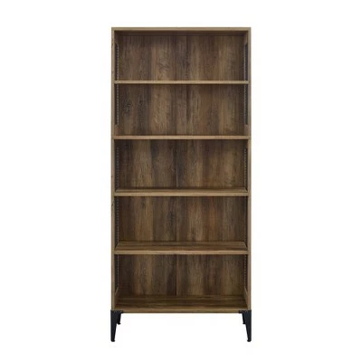 68" Grevaldi Industrial Mesh Side Bookshelf - Saracina Home Rustic Oak 4 68" Grevaldi Industrial Mesh Side Bookshelf - Saracina Home Rustic Oak - Image 2