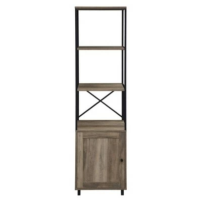 64" Paterson Industrial Farmhouse Storage Shelf with Cabinet - Saracina Home Rustic Oak 3 64" Paterson Industrial Farmhouse Storage Shelf with Cabinet - Saracina Home Rustic Oak