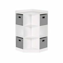 5pc Kids' Corner Cabinet Set with 4 Bins Set - RiverRidge Home Gray/turquoise/aqua -Bookshelves Sales Shop unnamed file 4201