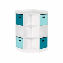 5pc Kids' Corner Cabinet Set with 4 Bins Set - RiverRidge Home Gray/turquoise/aqua -Bookshelves Sales Shop unnamed file 4203