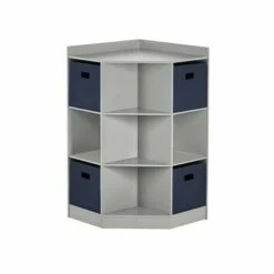 5pc Kids' Corner Cabinet Set with 4 Bins Set - RiverRidge Home Gray/turquoise/aqua -Bookshelves Sales Shop unnamed file 4204