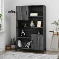 64.5" Frankford Contemporary Cube Unit Bookcase Dark Gray - Christopher Knight Home