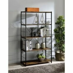 57" Tesadea Bookcase - Acme Furniture Rustic Oak/black