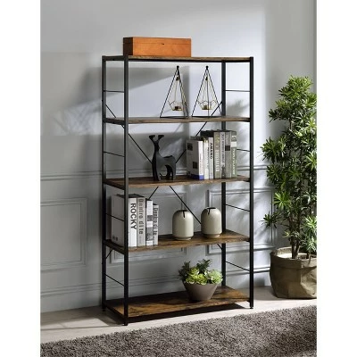 57" Tesadea Bookcase - Acme Furniture Rustic Oak/black 3 57" Tesadea Bookcase - Acme Furniture Rustic Oak/black