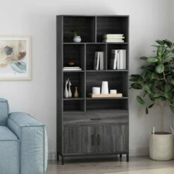 67.25" Gallatin Contemporary Cube Unit Bookcase Dark Gray - Christopher Knight Home