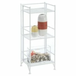 32.75" 3 Tier Folding Metal Shelf White - Breighton Home