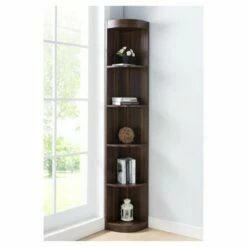 77" Pella Contemporary Corner Display Shelf Dark Walnut - HOMES: Inside + Out