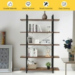 Costway 5-Tier Bookshelf Industrial Bookcase Open Storage Shelf Display Rack -Bookshelves Sales Shop unnamed file 429